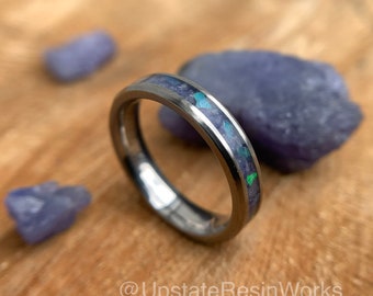 Genuine Tanzanite and Opal Band, Tanzanite and Opal Band Ring