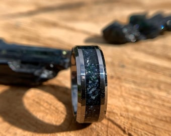 Genuine Vivianite Ring, Vivianite band, Whimsy Goth Ring, Whimsigoth Jewelry, Corpse Ring, witchy ring, Womans ring, mens ring, resin ring