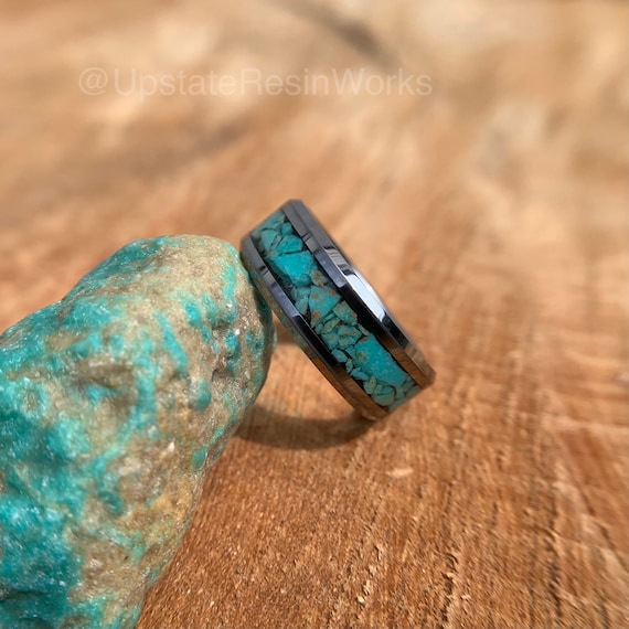 Genuine Turquoise Ring Real Turquoise Gemstone Ring Mens Ring