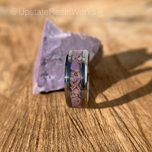 Genuine Lilac Jade band, Rose Gold and jade band, Lavender Jade Band, Purple Jade Band , wedding Band , promise Band , Anniversary Band ,