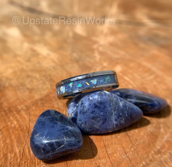 Blue Sodalite Ring Sodalite and Opal Sodalite Band Sodalite