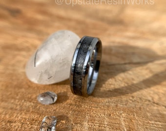 Tourmalinated quartz ring, tourmalated ring, Rutilated Quartz ring, Rutilated quartz band, anniversary ring, wedding ring, engagement ring