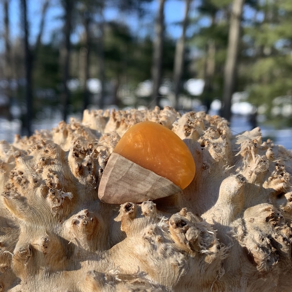 Handmade guitar pick, resin and wood burl, unique musician gift, wood anniversary gifts, color - Orange handcrafted plectrum