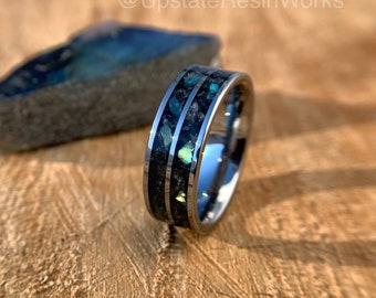 Double Channel Labradorite ring, Labradorite Band, Feldspar ring, mens ring, womans ring, wedding ring, engagement ring, Promise