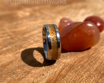 Genuine Carnelian band, Carnelian ring, orange Carnelian, gemstone band, mens band, womans band, wedding band, engagement band, anniversary