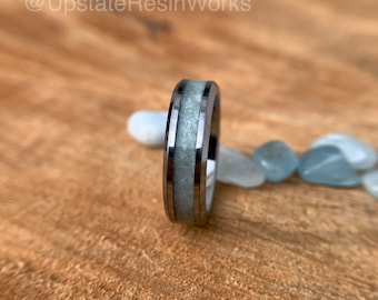 Blue Aquamarine band, Aquamarine ring, Blue Beryl band, birthstone band, gemstone band, anniversary band, wedding band, engagement band
