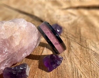 Rose Quartz band, amethyst and rose quartz, Rose Quartz ring, gemstone band, wedding band, engagement band, vow renewal band, promise band