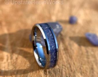 Genuine Tanzanite ring, Tanzanite and diamond Band, Tanzanite band, birthstone ring, crystal ring, wedding band, engagement ring