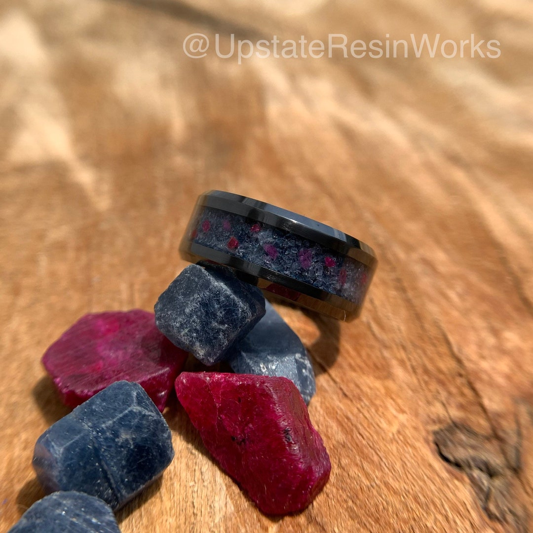 Real Sapphire and Ruby Ring, Ruby and Sapphire Ring, Sapphire Band, Gemstone Rings, Vow Renewal