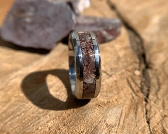 Genuine Wild Horse Magnesite Ring, Wild Horse Ring, Tungsten Ring, gemstone ring, mens ring, womans ring, wedding Ring, engagement ring