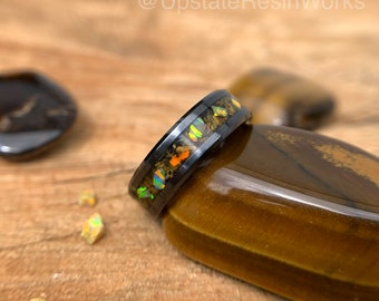 Real Tigers eye band, Tigers eye and opal, Tiger's eye band, tigers eye ring, vow renewal, wedding band, engagement band, promise band