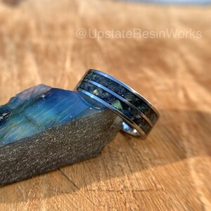 Double Channel Labradorite Band, Labradorite Ring, Feldspar Band, gemstone rings, vow renewal, wedding band, engagement band, promise band