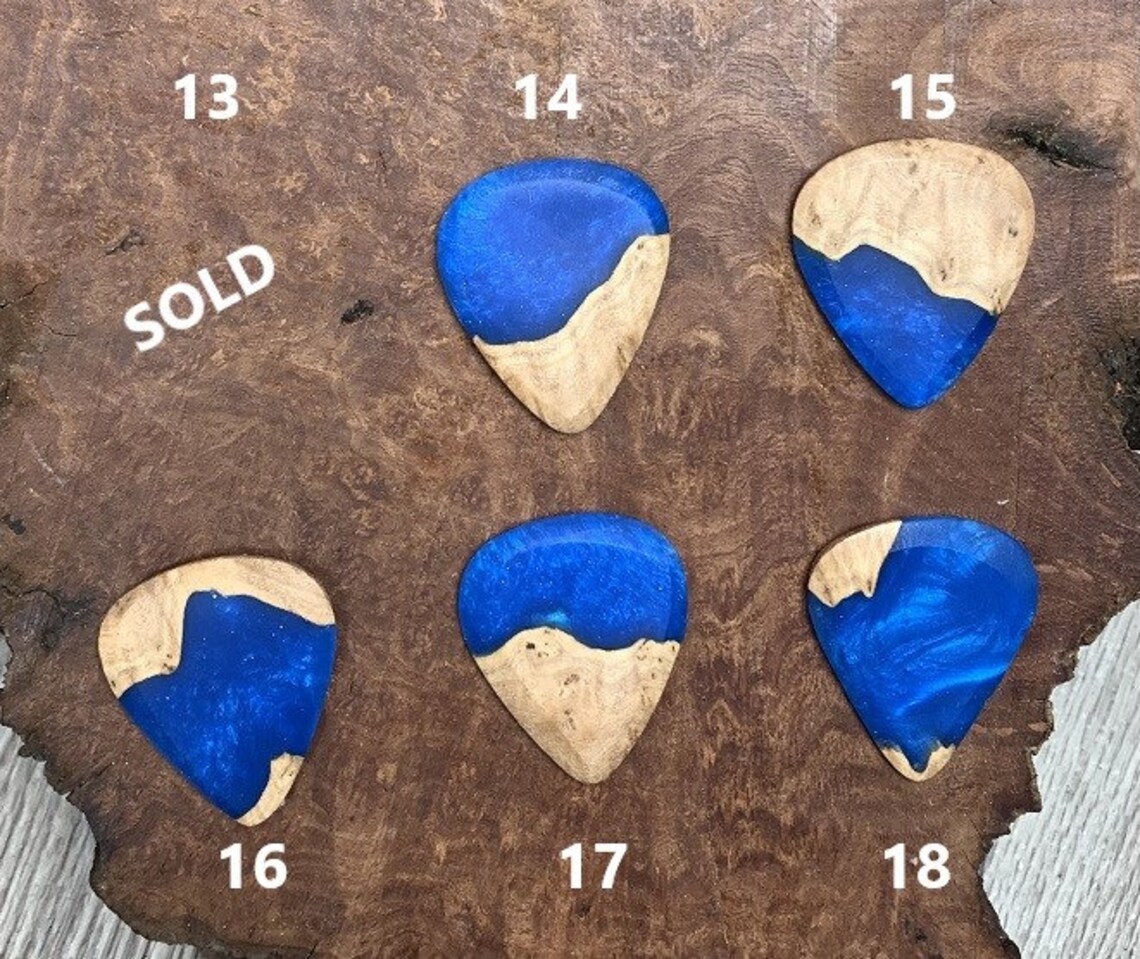 Handmade guitar pick resin and wood burl unique musician Etsy