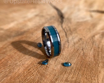 Genuine Blue Topaz Band, London Blue Topaz, Blue Topaz, Tungsten