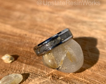 Golden Rutile quartz ring, Rutilated Quartz ring, Rutile Ring, Rutilated quartz band, mens ring, womans ring, wedding ring, engagement ring