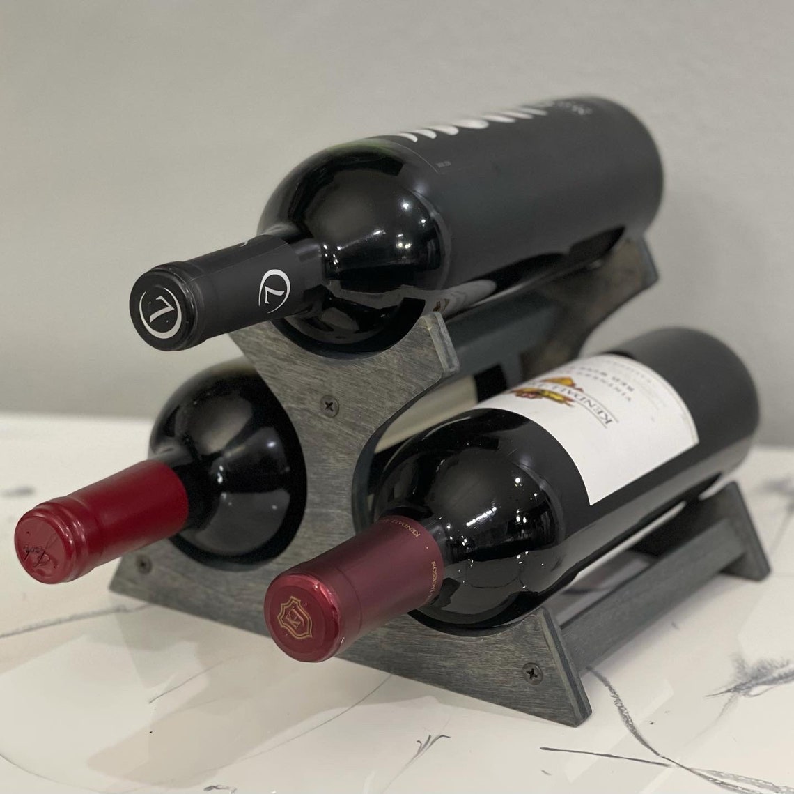 Small Countertop Wine Rack 3 bottles Etsy