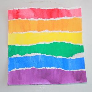 Pride Flagge Collage Original Kunstwerk für Büro oder Zuhause gemalt und gerissen Papier Collage LGBT