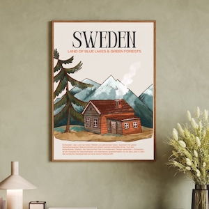 Schweden Poster, Schweden Deko, Schweden Geschenk A2, Schweden Landkarte, Schweden Weihnachten, Schweden Karte, Poster Wohnzimmer,