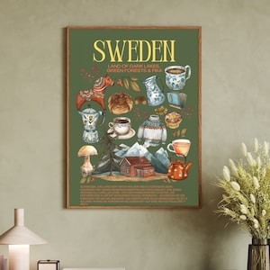 Schweden Poster, Schweden Deko, Schweden Geschenk A2, Schweden Landkarte, Schweden Weihnachten, Schweden Karte, Poster Wohnzimmer,