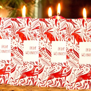 Kerstkaart Set | Wenskaart Kerstset | Kerstkaart aquarellen handgemaakte | DIN A6 | | "Merry Christmas" Kaarten vouwen