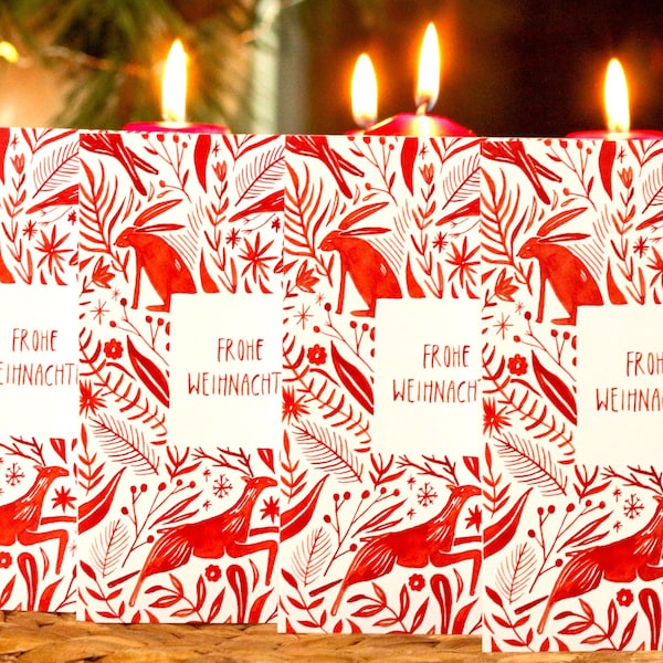Christmas Card Set | Greeting Card Christmas Set | Christmas card watercolors handmade | DIN A6 | "Merry Christmas" | Folding cards