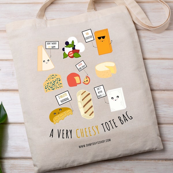 Cheese Tote Bag, Cheesy Tote Bag, Funny Tote Bag, Cheese Gift, Cute Tote Bag, Secret Santa Gift