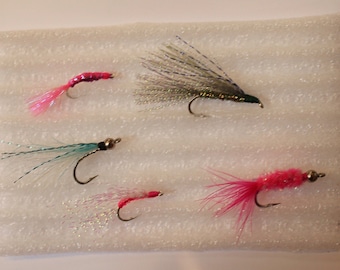 5 Pink salmon flies for beach fishing - pack of 5