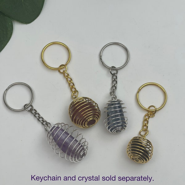 Crystal Cage Keychain Holder, Silver, Gold Finish, Accessories, Jewelry