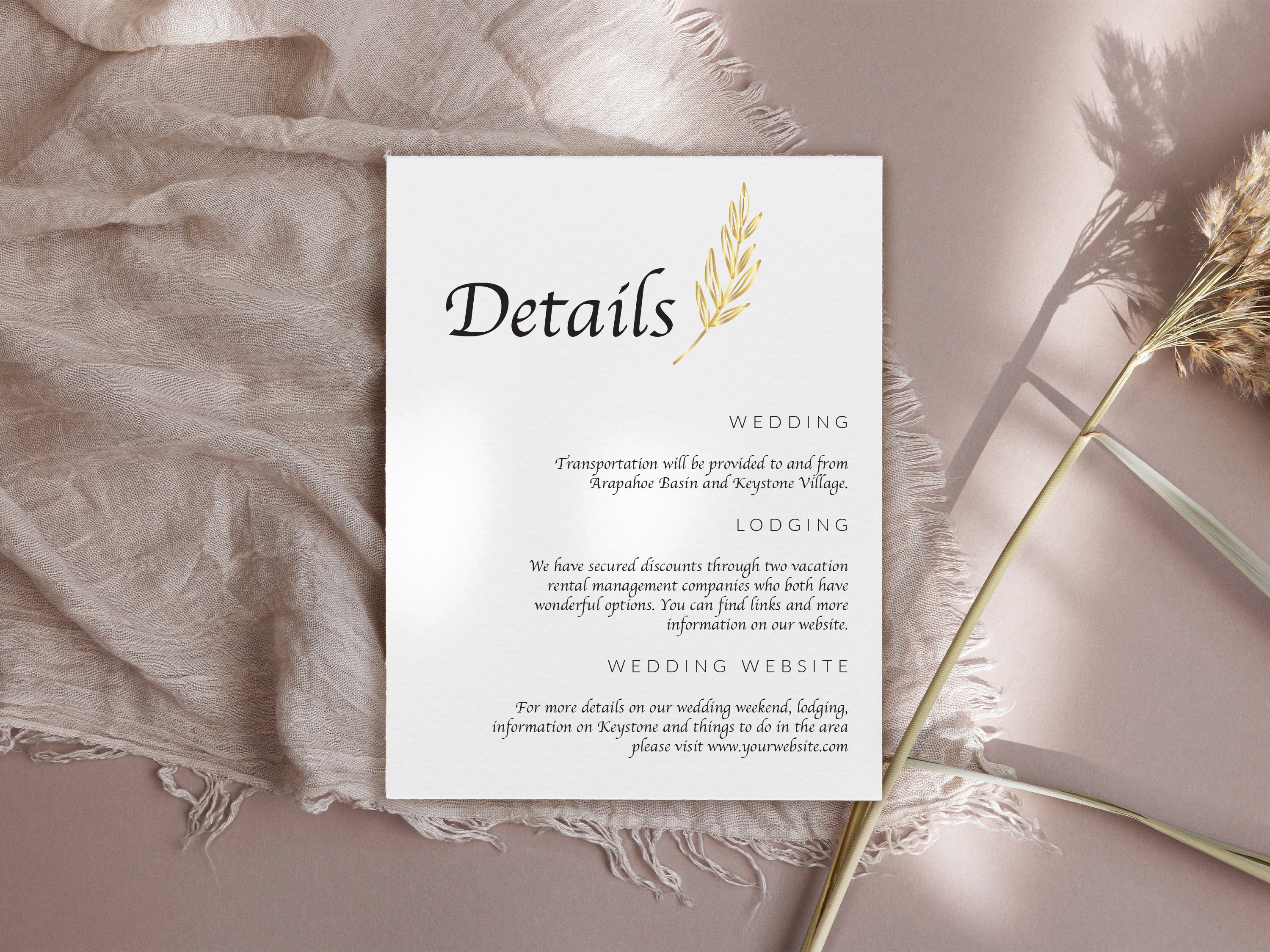Printable Wedding Accommodation Card Editable Wedding Details Card ...