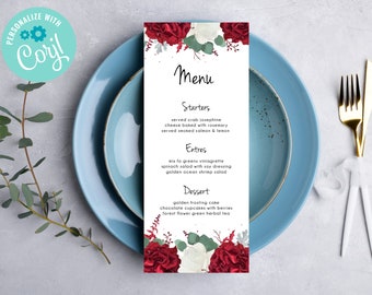Floral Wedding Menu | Digital Download Wedding Menu Card | Menu Template Wedding Stationary | | Menu Printable | Menu Wedding Template F45