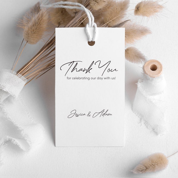 Printable Modern Wedding Favor Thank You Tag Template | Downloadable Thank You Wedding Gift Tags | Printed Minimalist Wedding Tag | M76