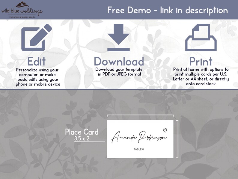 Printable Wedding Place Card Setting Template Romantic Wedding Table Name Cards With Hearts