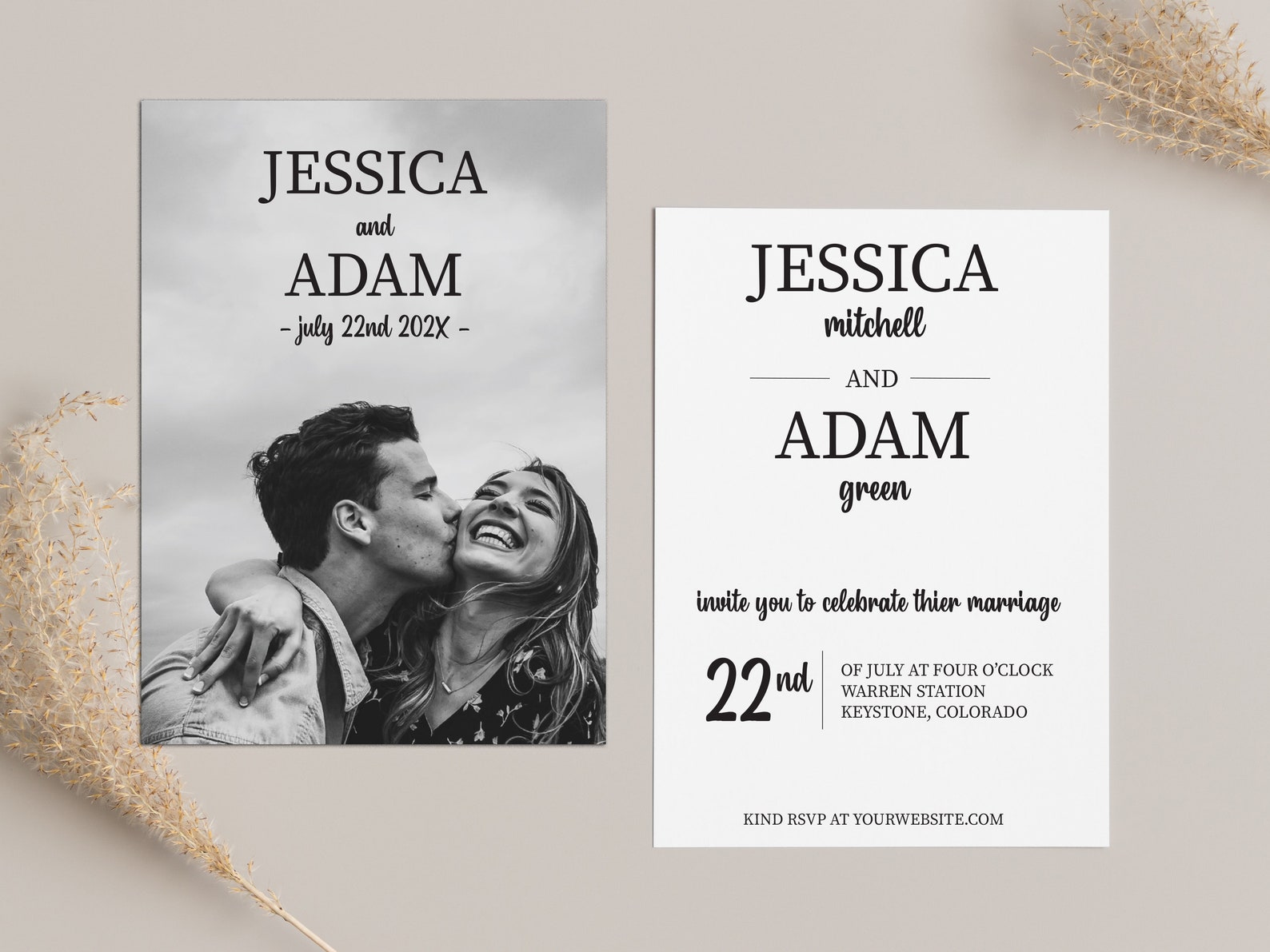 Printable Photo Wedding Invitation Cards | Custom Engagement Photo ...