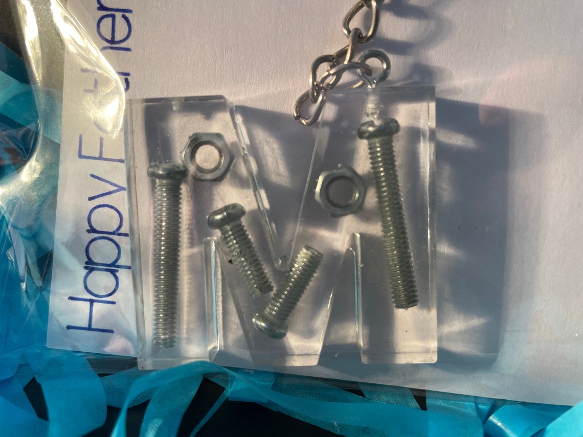 Resin Initial Nuts & Bolts Keyring Fathers Day Birthdays Etsy