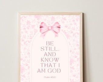 Pink and Blue Floral Baby Girl Nursery Print, Bible Verse Decor (Digital Download 8x10in)