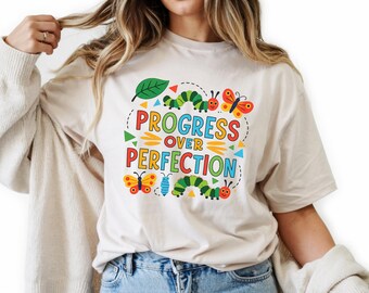 Progress Over Perfection Teacher Shirt, Comfort Colors Teacher Tee, Growth Mindset Teacher Gift, Elementary Teacher Tee