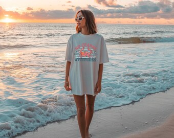 Comfort Colors No Crabby Attitudes Tee | Crab Graphic T-shirt | Floral Crab Beach Tee | Summer Shirt