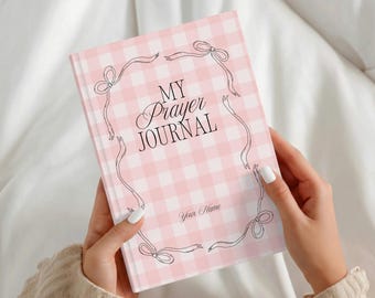My Prayer Journal | Personalized Hardcover Journal | Pink Gingham, Ribbon Frame