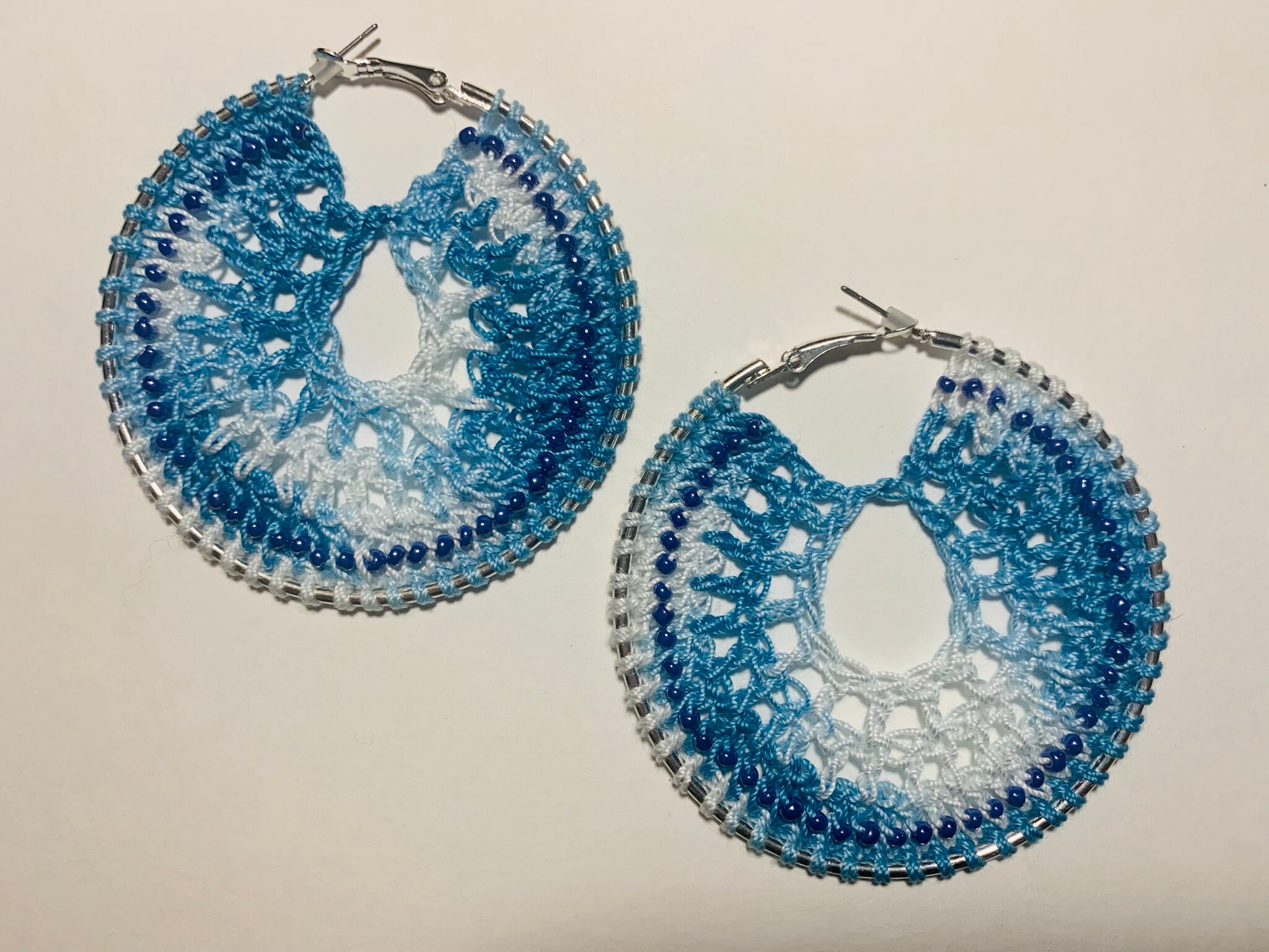 Large beaded crochet hoop earrings Etsy Italia