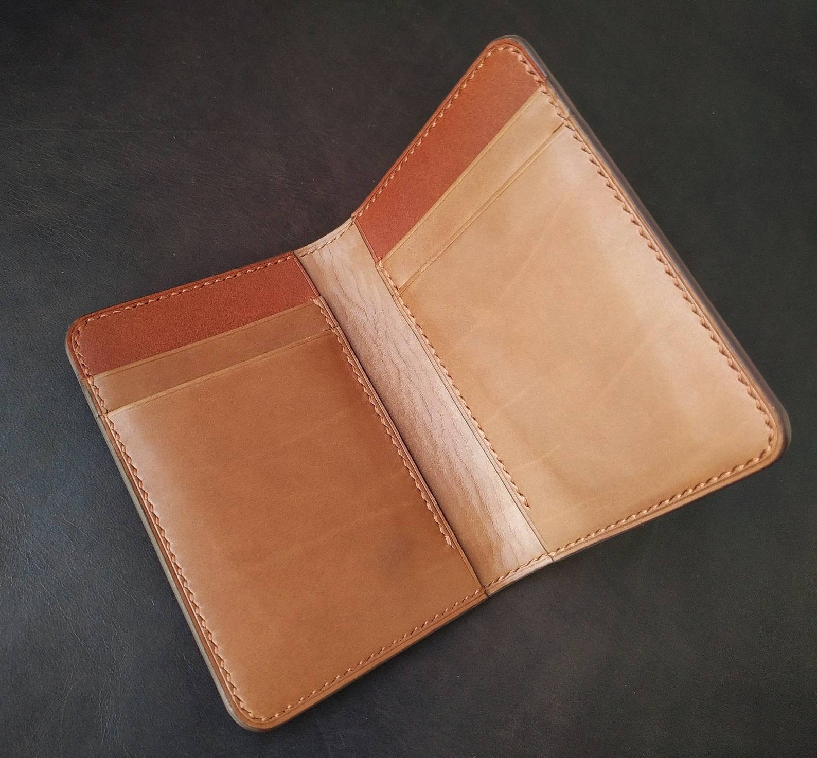 Handmade leather bifold cardholder with 4 slots compact Etsy