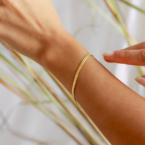 14k Gold Snake Chain Braceletpaperclip 