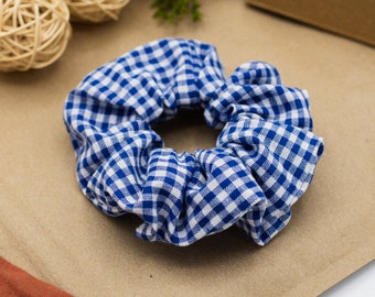 Chouchou vichy bleu et blanc / Scrunchies / Accessoire pour cheveux / Élastique