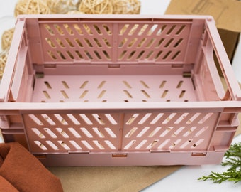 Grande boite de rangement pliable rose - organisation bureau - papeterie