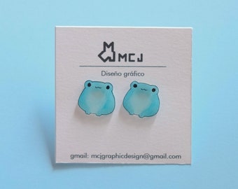 Adorable frog earrings - Cute Froggy Earrings - handmade earring - gift - charm - shrink plastic earring - customizable earrings