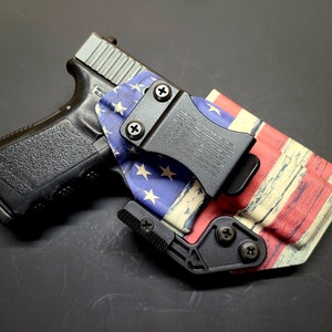 Glock 19/19X/44/45 MOS IWB Holster - American Flag on Barn Wood