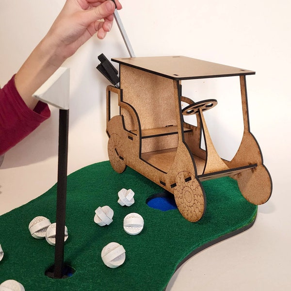 3D Golf Cart Model SVG File | Golf Gift | Tiered Tray Decor | Desktop Golf | Golfer Gift | Golf Decor | Laser SVG File | Golf Set