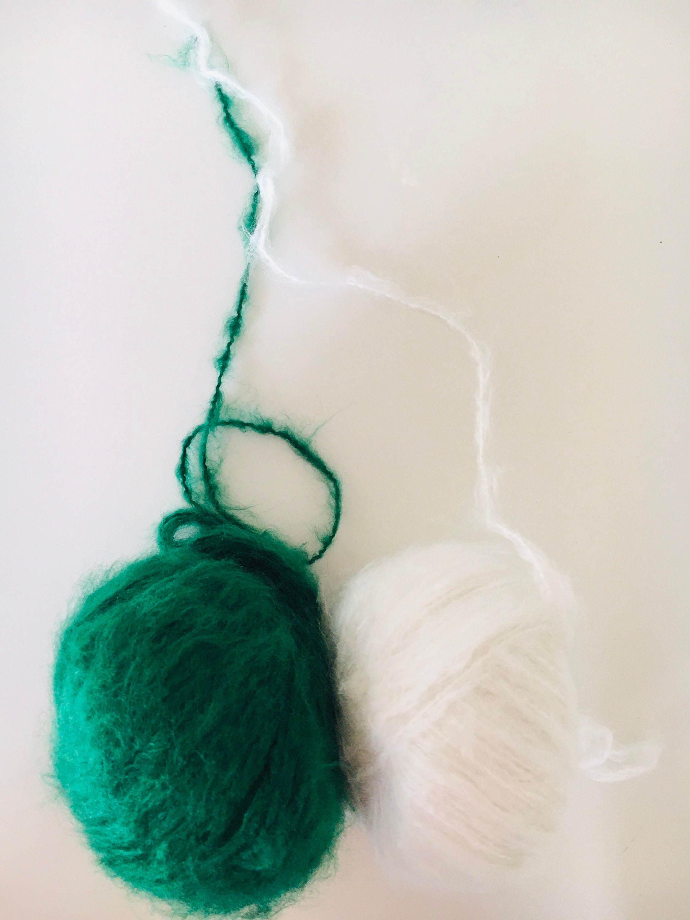 Stripe Mohair Wide Top and Scarf / Green ニット/セーター