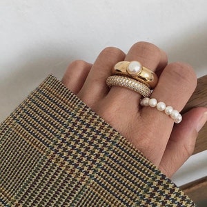 Handgemachter Schmuck, 14k Gold Süßwasserperle Ring, 925 Massiv Silber, Pinky Ring, Minimalist Ring, Zierliche Ring Barock Perle Ring, Sommer Geschenk