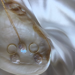 Freshwater Pearl Earrings: Gold Sterling Silver Hoops, Bridal Jewelry