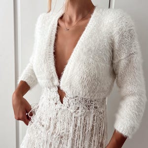 Hand Knit Merino Wool Bridal Bolero: Vintage Wedding Shrug